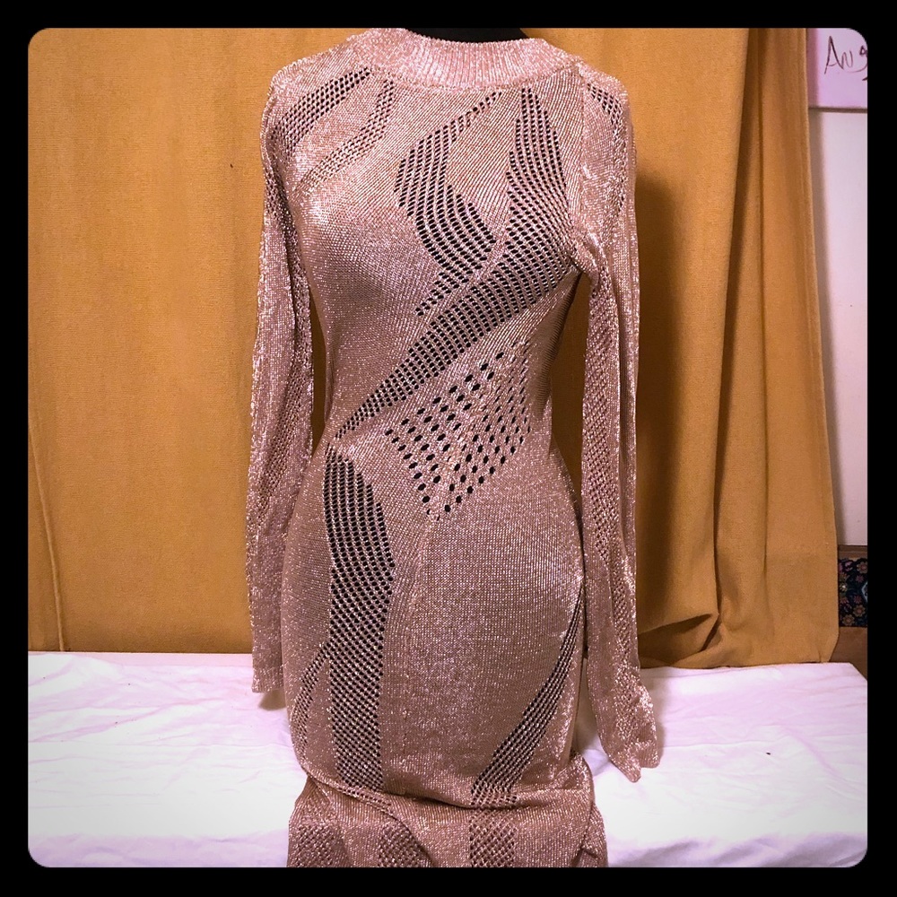 Knit Rose Gold Fitted Dress